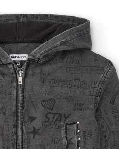 Chaqueta denim con capucha estampada colección Rebel Dreamers
