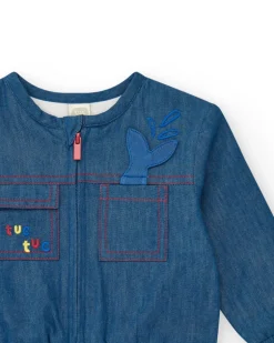 Chaqueta denim para niño con bolsillos y bordados