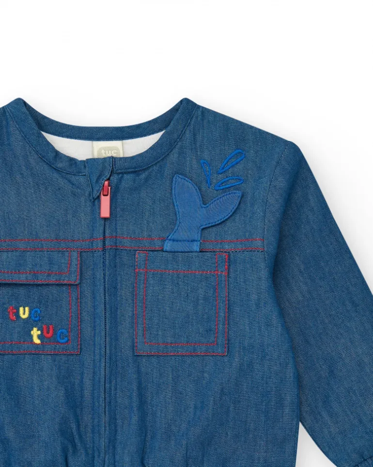 Chaqueta denim para niño con bolsillos y bordados