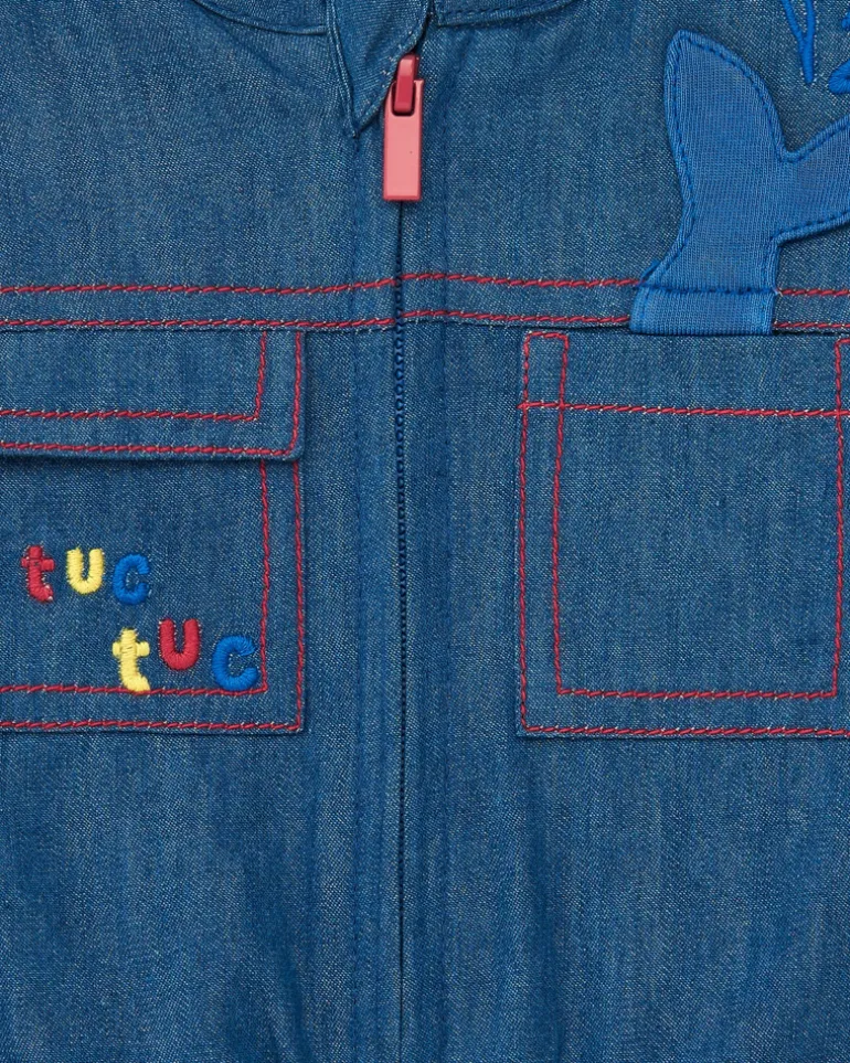 Chaqueta denim para niño con bolsillos y bordados