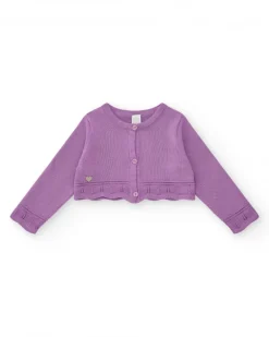 Chaqueta lila para niña con botones y detalles