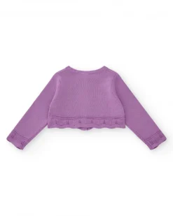 Chaqueta lila para niña con botones y detalles