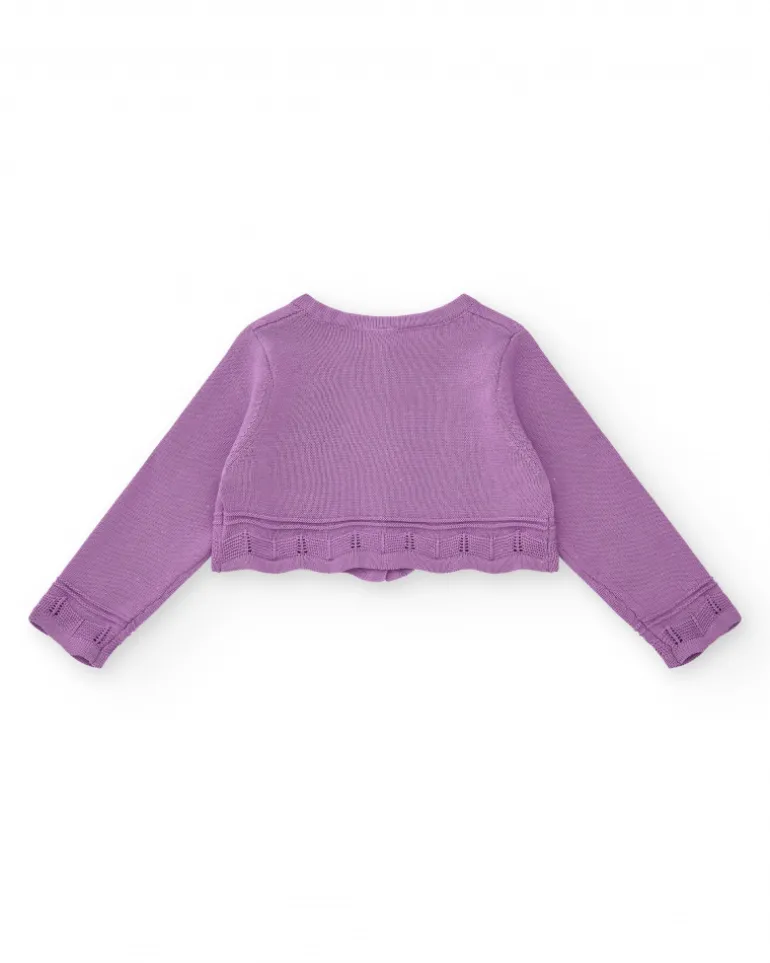 Chaqueta lila para niña con botones y detalles