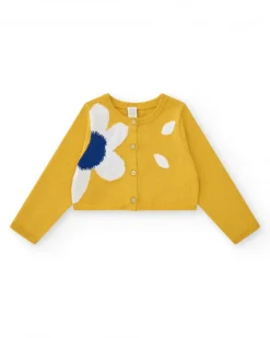 Chaqueta para niña en amarillo con estampado floral