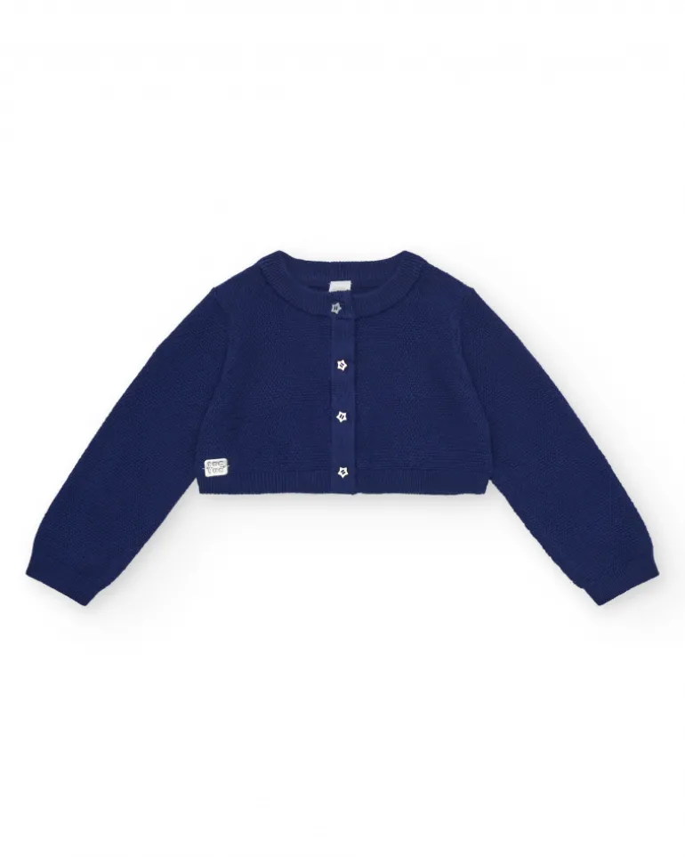 Chaqueta para niña en azul marino con botones de estrellas