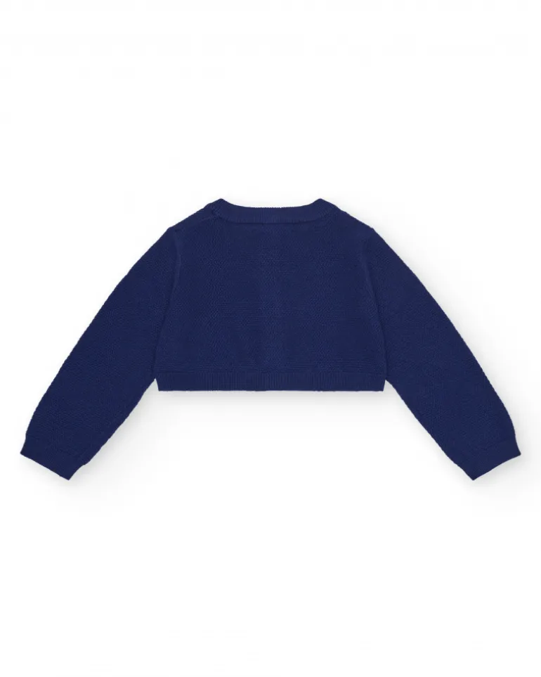 Chaqueta para niña en azul marino con botones de estrellas