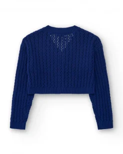 Chaqueta para niña en azul con botones decorativos
