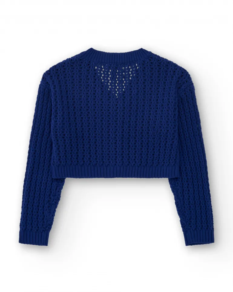 Chaqueta para niña en azul con botones decorativos