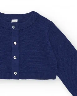 Chaqueta para niña en azul marino con botones de estrellas