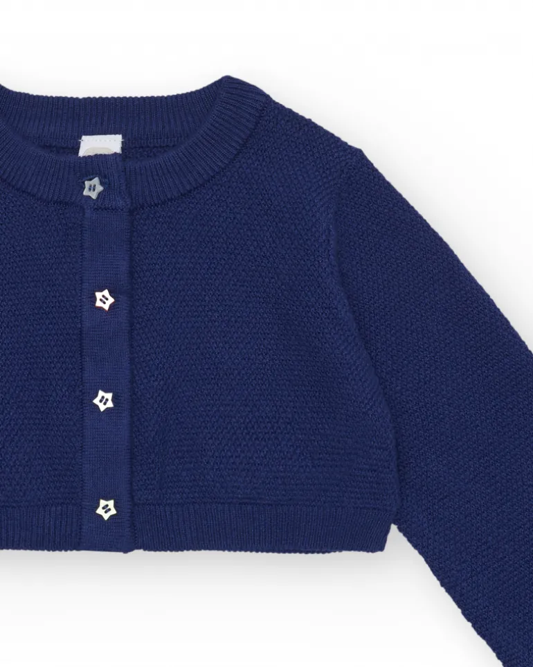 Chaqueta para niña en azul marino con botones de estrellas
