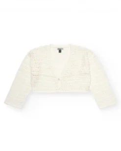 Chaqueta para niña en blanco con botones