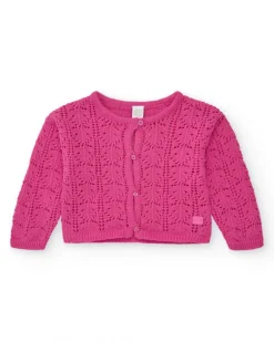 Chaqueta para niña en rosa con botones frontales