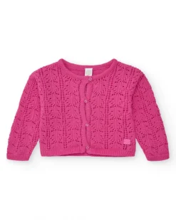 Chaqueta para niña en rosa con botones frontales