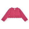 Chaqueta rosa corta para niña con aplique metálico