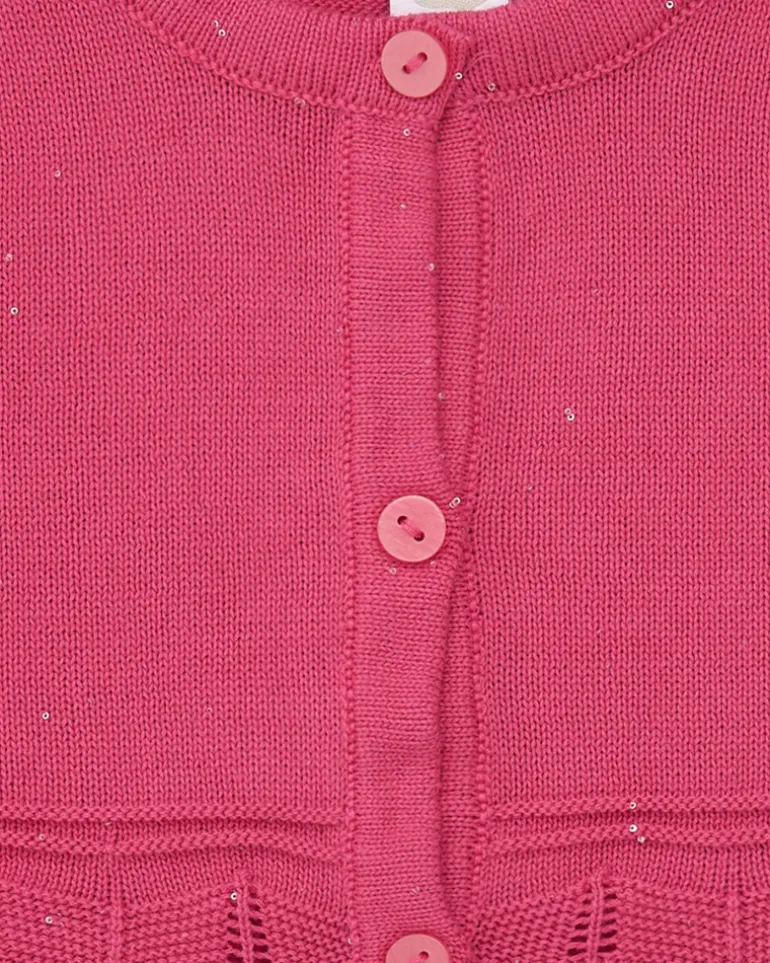Chaqueta rosa corta para niña con aplique metálico