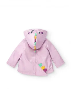 Chubasquero lila con capucha arcoíris para niña colección Cyber Dino
