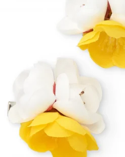 Clips para niña con pétalos en blanco y amarillo