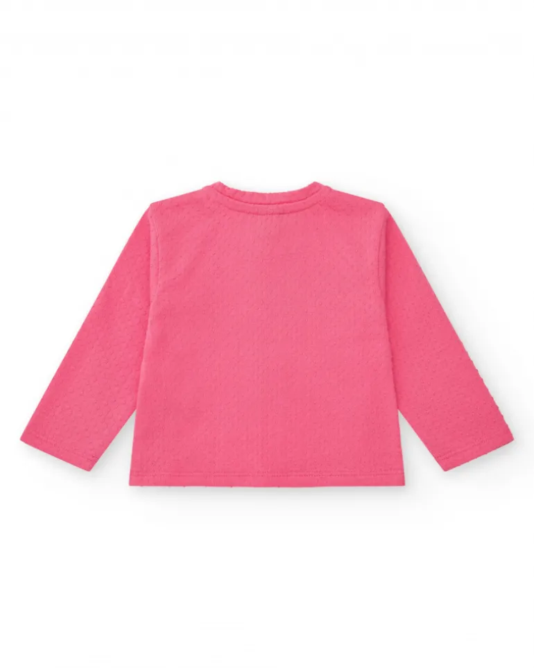 Conjunto crema y rosa para niña con camiseta de elefante, pantalón largo y chaqueta