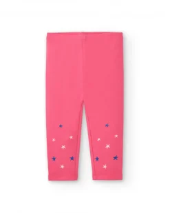 Conjunto de camiseta de manga larga y leggings niña en rosa y azul con estrellas estampadas