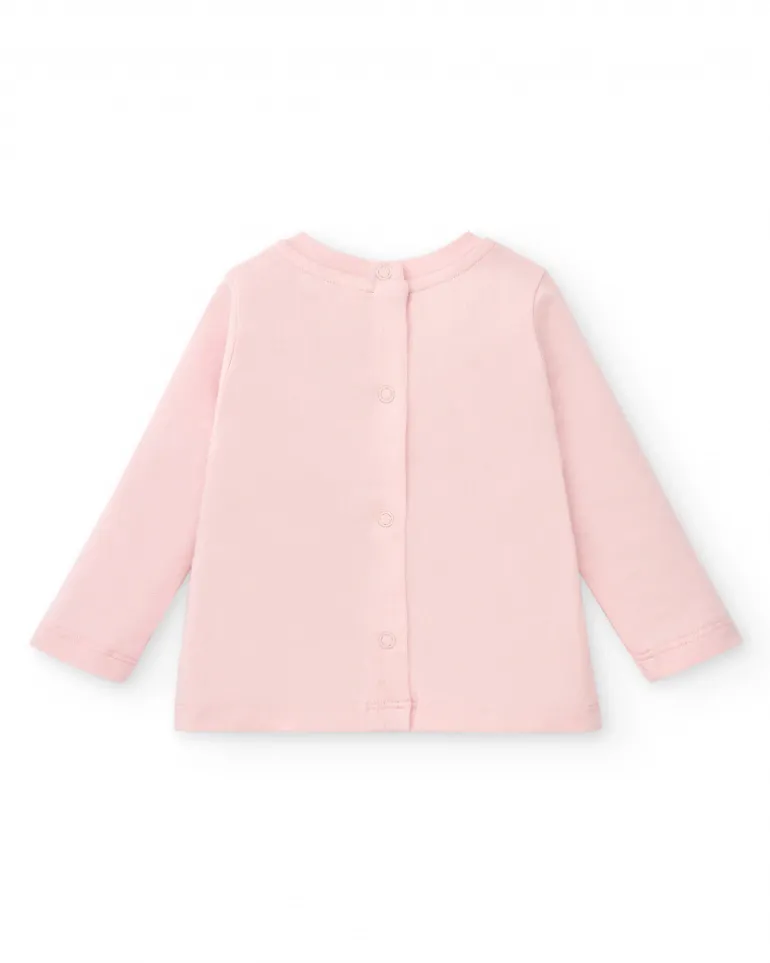 Conjunto de camiseta y falda con leggings para niña en rosa con estampado de erizo y flores