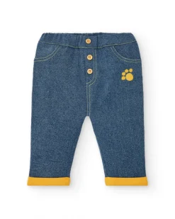 Conjunto de camiseta y pantalón para niño en amarillo y azul con estampado de gatitos, colección