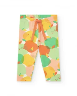 Conjunto de felpa para niña con camiseta de frutas, leggins estampados y chaqueta amarilla