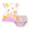 Conjunto de punto para niña con vestido blanco estampado