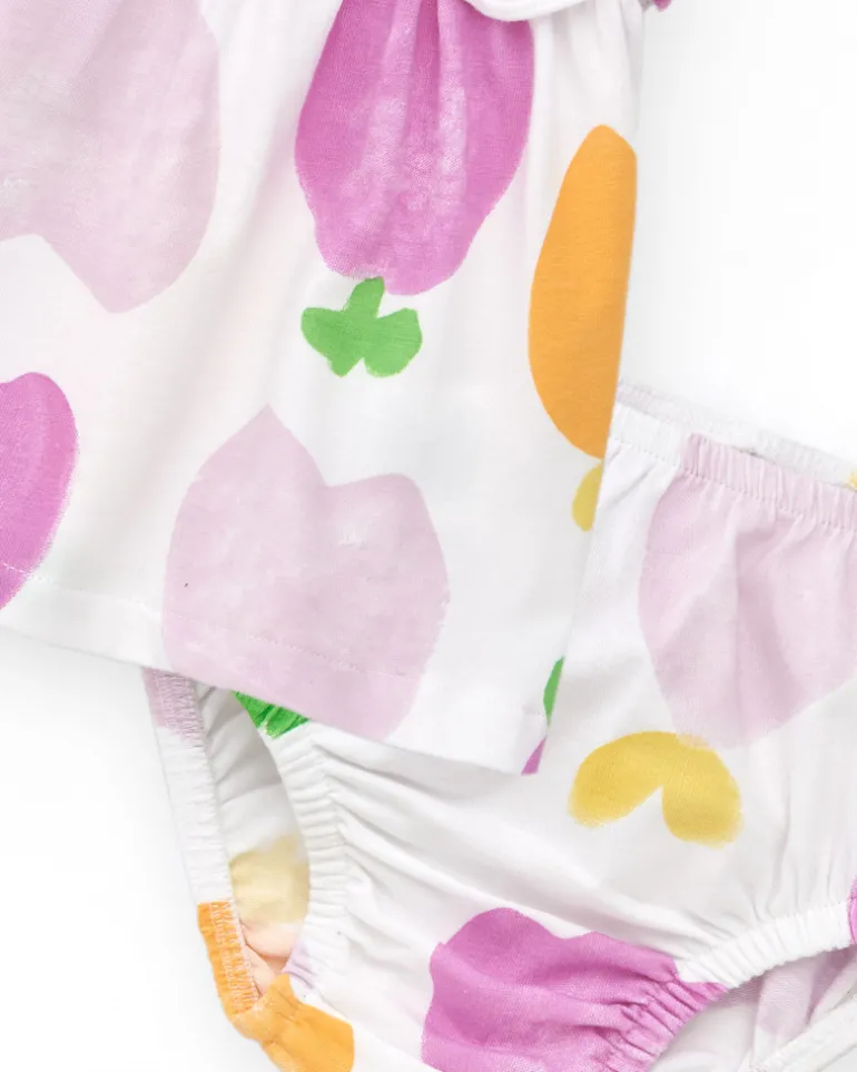 Conjunto de punto para niña con vestido sin mangas de estampado