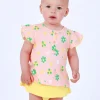 Conjunto para niña con blusa de flores y braguita amarilla