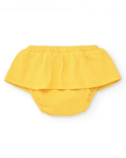 Conjunto para niña con blusa de flores y braguita amarilla