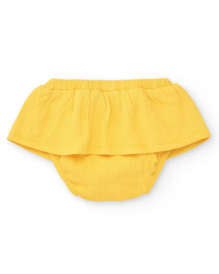 Conjunto para niña con blusa de flores y braguita amarilla