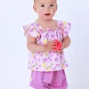 Conjunto para niña con camiseta de punto sin mangas estampada