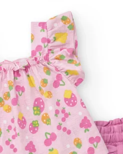 Conjunto para niña con camiseta de punto sin mangas estampada