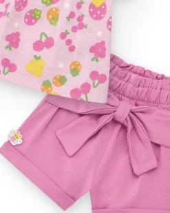 Conjunto para niña con camiseta de punto sin mangas estampada
