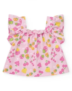 Conjunto para niña con camiseta de punto sin mangas estampada