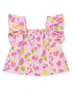 Conjunto para niña con camiseta de punto sin mangas estampada