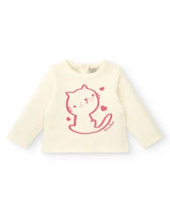 Conjunto para niña en crema y rosa con diseño de gatito colección Lovely Kittens