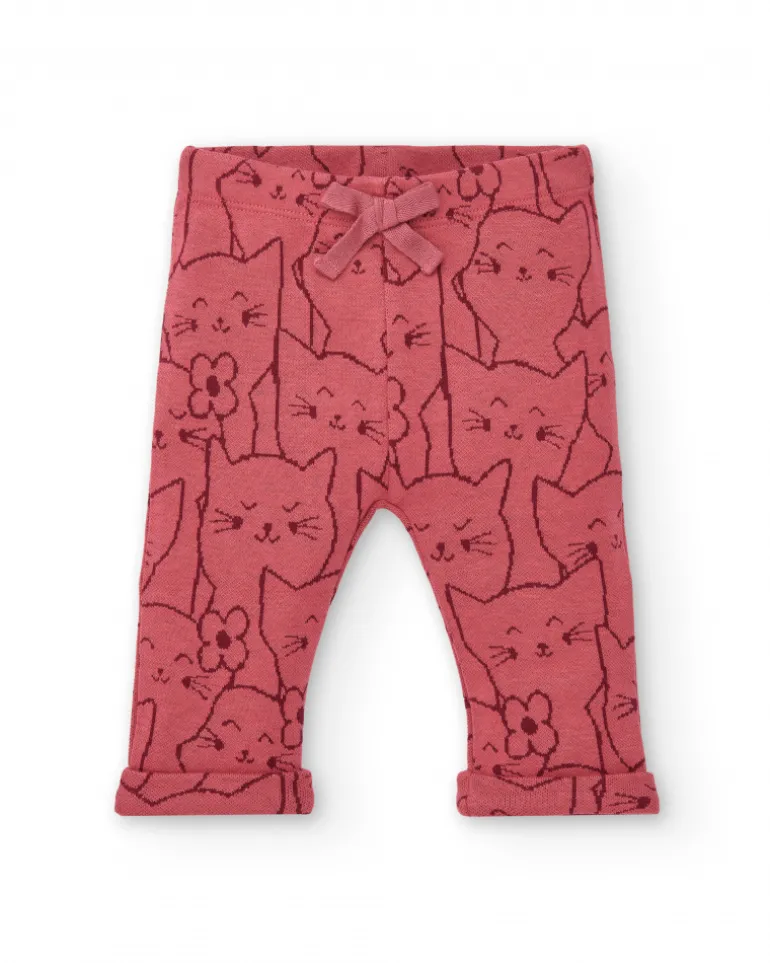 Conjunto para niña en crema y rosa con diseño de gatito colección Lovely Kittens