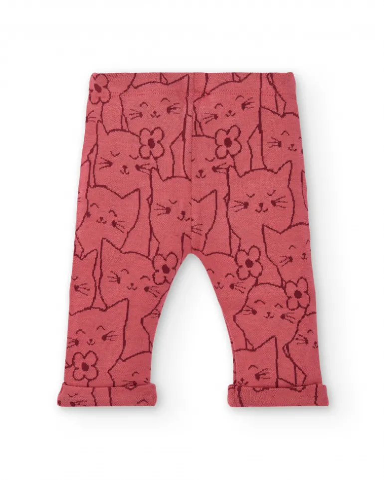Conjunto para niña en crema y rosa con diseño de gatito colección Lovely Kittens