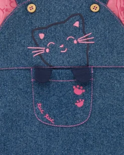 Conjunto para niña en denim y rosa con estampado de gatitos colección Lovely Kittens