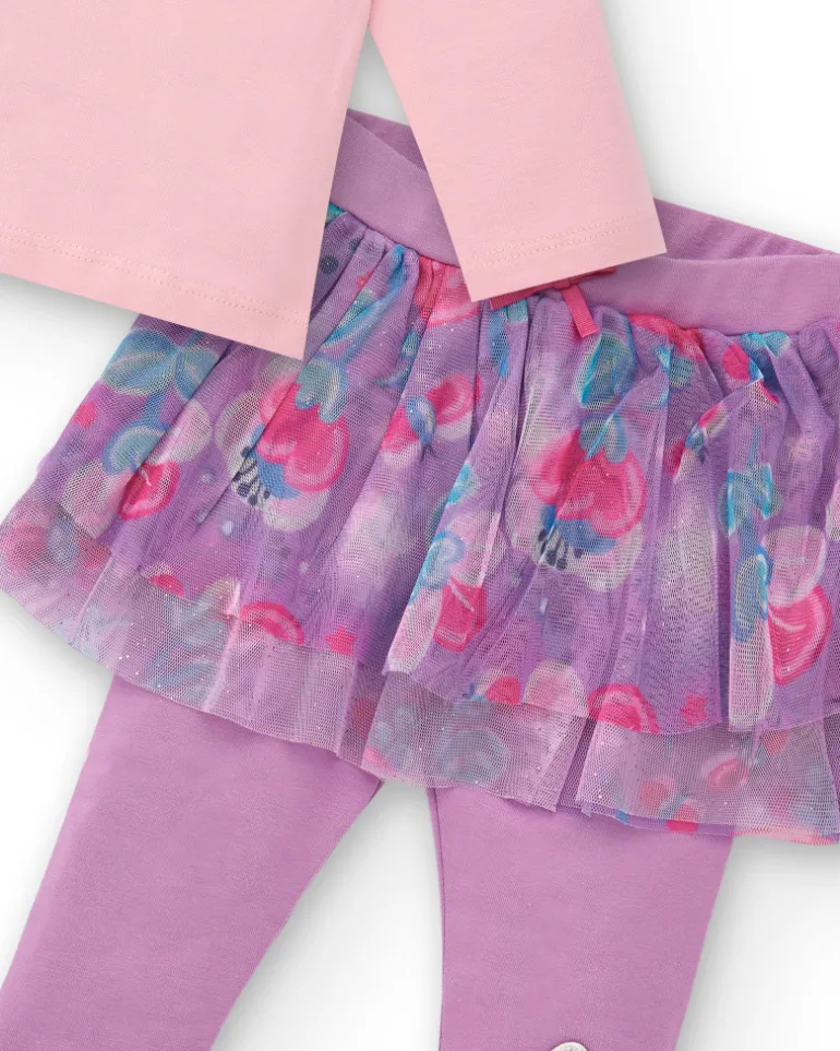 Conjunto para niña en rosa con falda de tul colección Glitter Tales