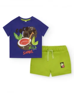 Conjunto para niño con camiseta de coco y bermuda verde