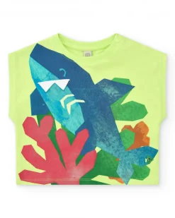 Conjunto para niño con camiseta de tiburón y short azul