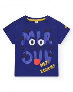 Conjunto para niño con camiseta azul y pantalón corto amarillo