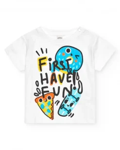 Conjunto para niño con camiseta blanca y short negro