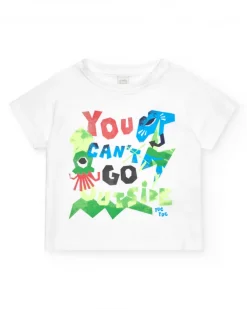 Conjunto para niño con camiseta blanca y bermuda tropical