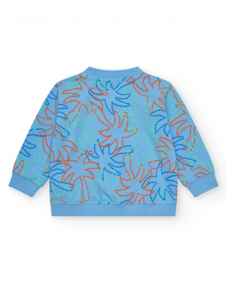 Conjunto para niño con camiseta blanca de elefante, chaqueta azul con capucha y pantalón largo azul