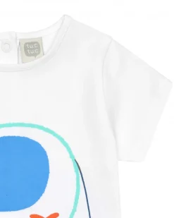 Conjunto para niño con camiseta blanca de elefante, chaqueta azul con capucha y pantalón largo azul