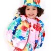 Cortavientos para niña con estampado floral multicolor y capucha
