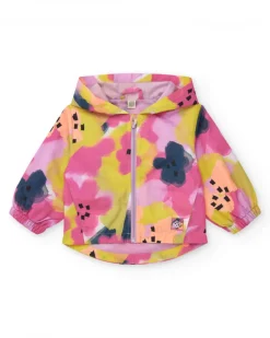 Cortavientos para niña floral en rosa, amarillo y azul